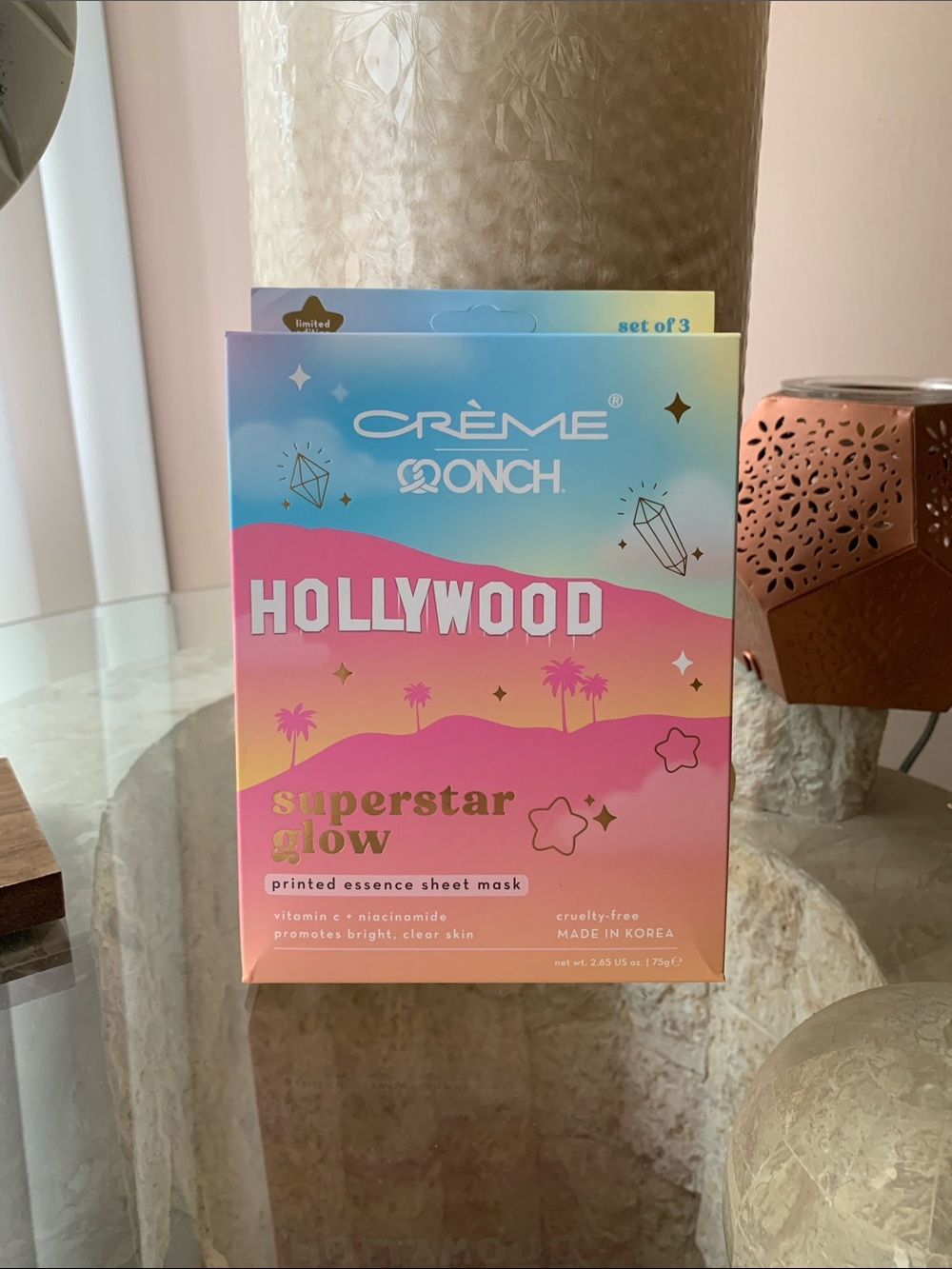 CRÈME CONCH Hollywood Superstar Glow Printed Essence Sheet Mask 3 pack